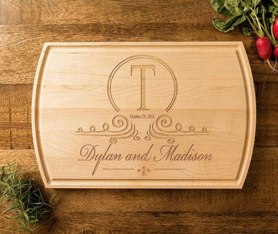 Personalized Cutting Board, Monogrammed Engraved Wood Wedding Gift by Well Written Gifts