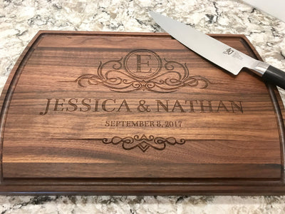 Custom Cutting Board Personalized Cutting Board | Monogrammed Wedding Gift by Well Written Gifts