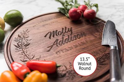Wood Cutting Board Personalized with Names, Location and Date - MLLY
