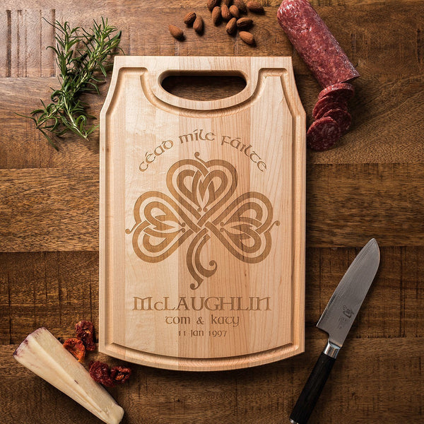 St Patrick Shamrocks popular Cutting Board with Carving Tools