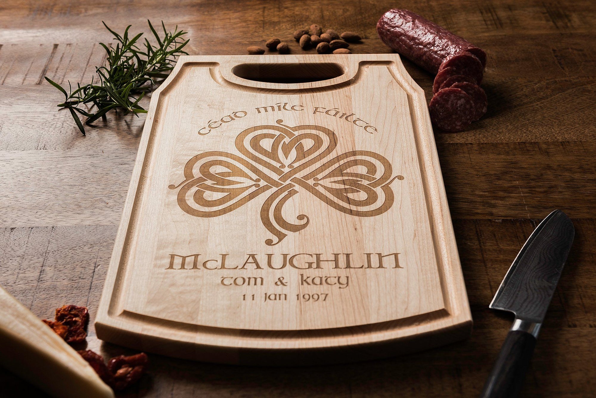 Personalized Shamrock Cutting Board * Custom Engraved Irish Wedding Gift