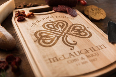 Personalized Shamrock Cutting Board * Custom Engraved Irish Wedding Gift