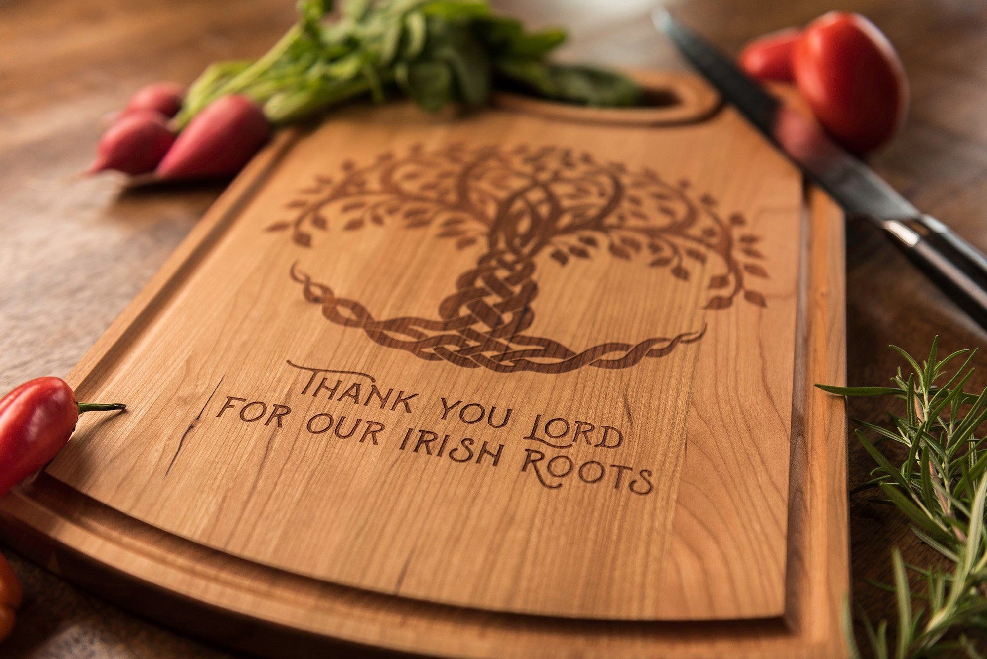 Irish Wedding Gift | Celtic Tree of Life | Personalized Cutting Board by Well Written Gifts