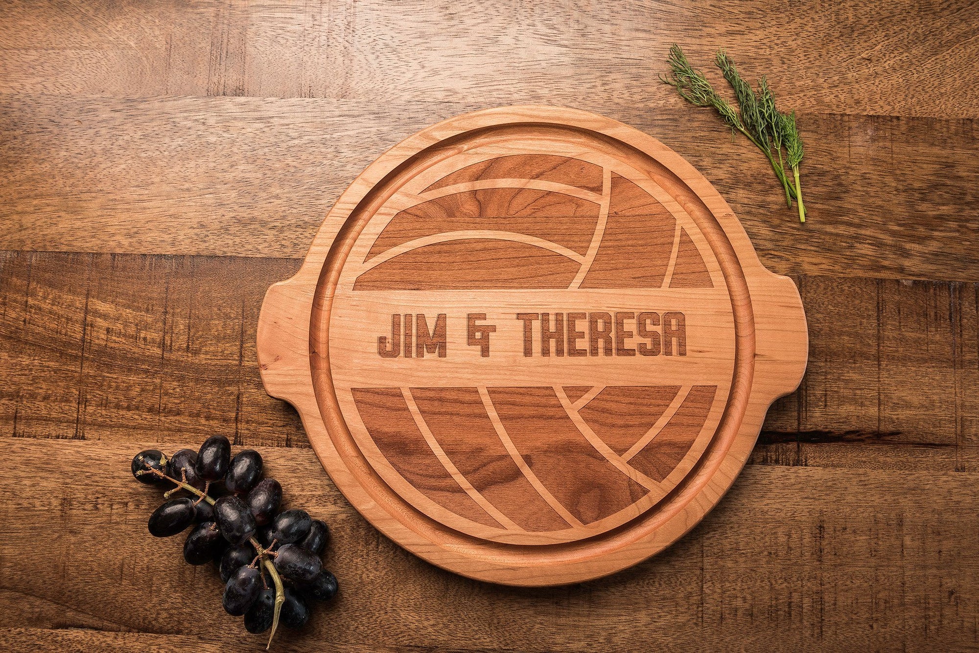 Sports Gift * Personalized Engraved Round Wood Sports Ball Cutting Board