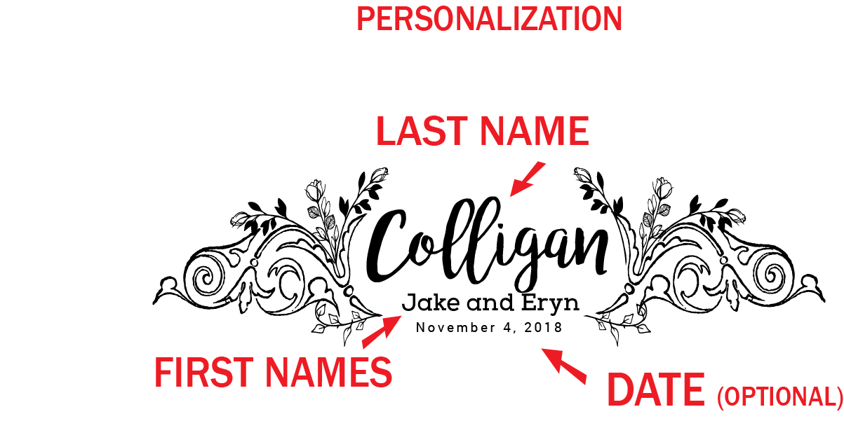 Personalized Cutting Board with Family Name Framed in Flowers