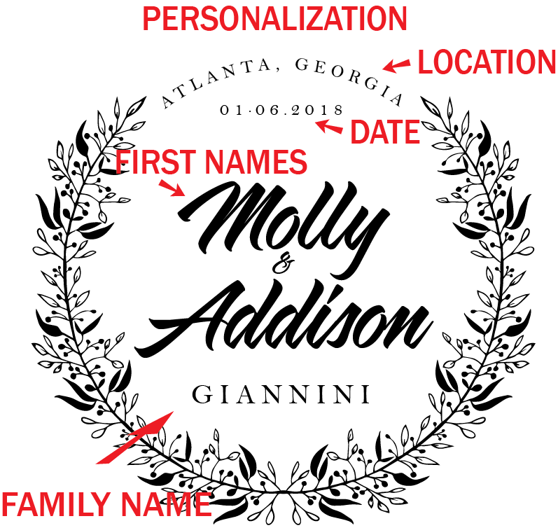 Wood Cutting Board Personalized with Names, Location and Date - MLLY