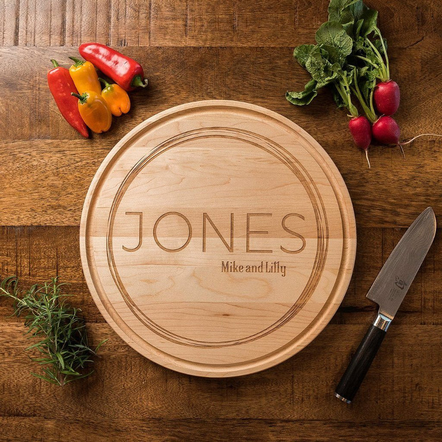 Modern Personalized Engraved Wood Cutting Board by Well Written Gifts
