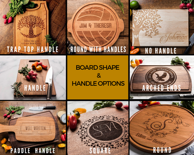 Cutting Board Personalized * Engraved Modern Round Wood Cutting Board