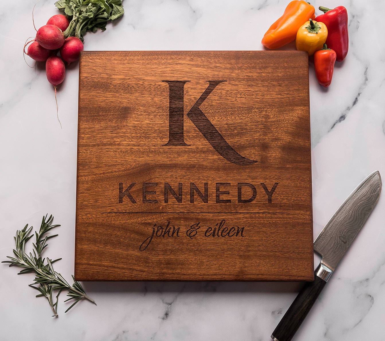 Cutting Board Personalized, Monogrammed Wedding Gift, Engraved Wood Gift by Well Written Gifts