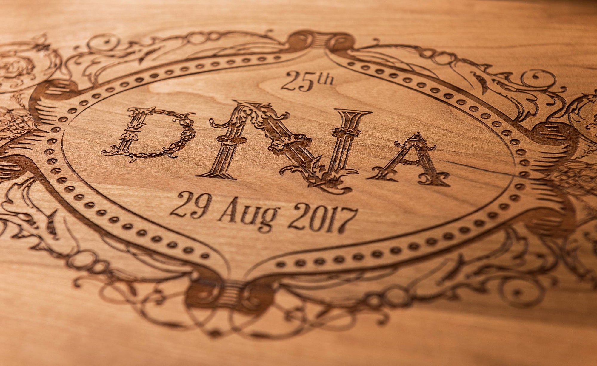 Monogrammed Custom Engraved Cutting Board with Wedding Date by Well Written Gifts