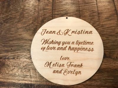 Engraved Wood Gift Tag with Your words Engraved on the Back - by Well Written Gifts