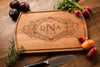 Engraved Custom Cutting Board with Couple's Monogram and Wedding Date by Well Written Gifts