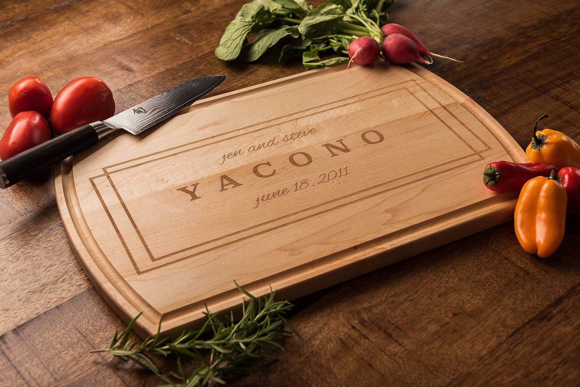 Modern Personalized Cutting Board, Anniversary Gift, Custom Wood Gift by Well Written Gifts
