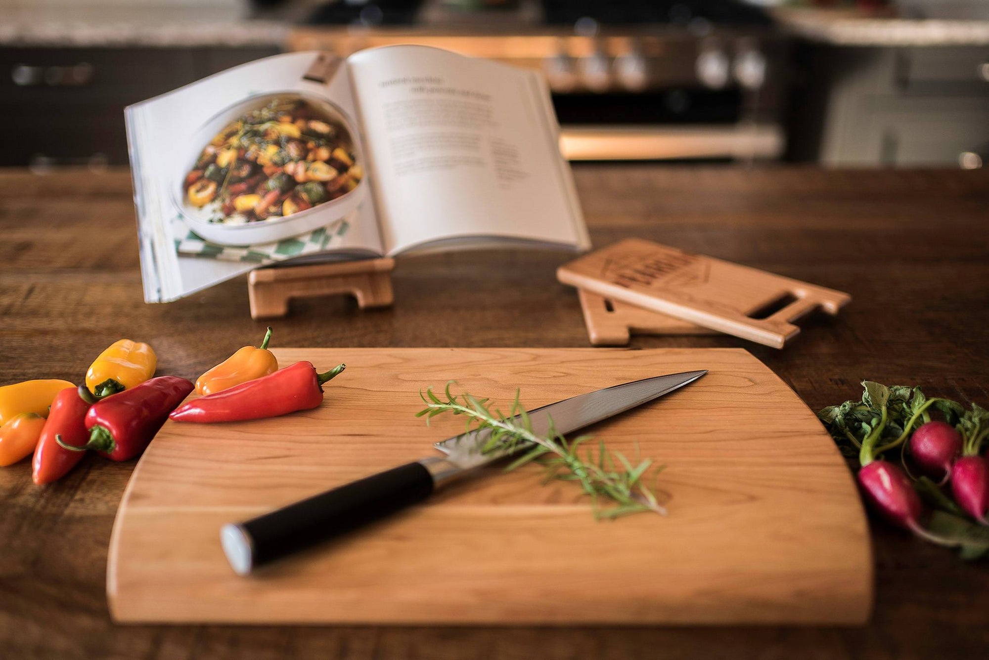 Monogrammed iphone iPad Cookbook stand folds flat for storage by Well Written Gifts