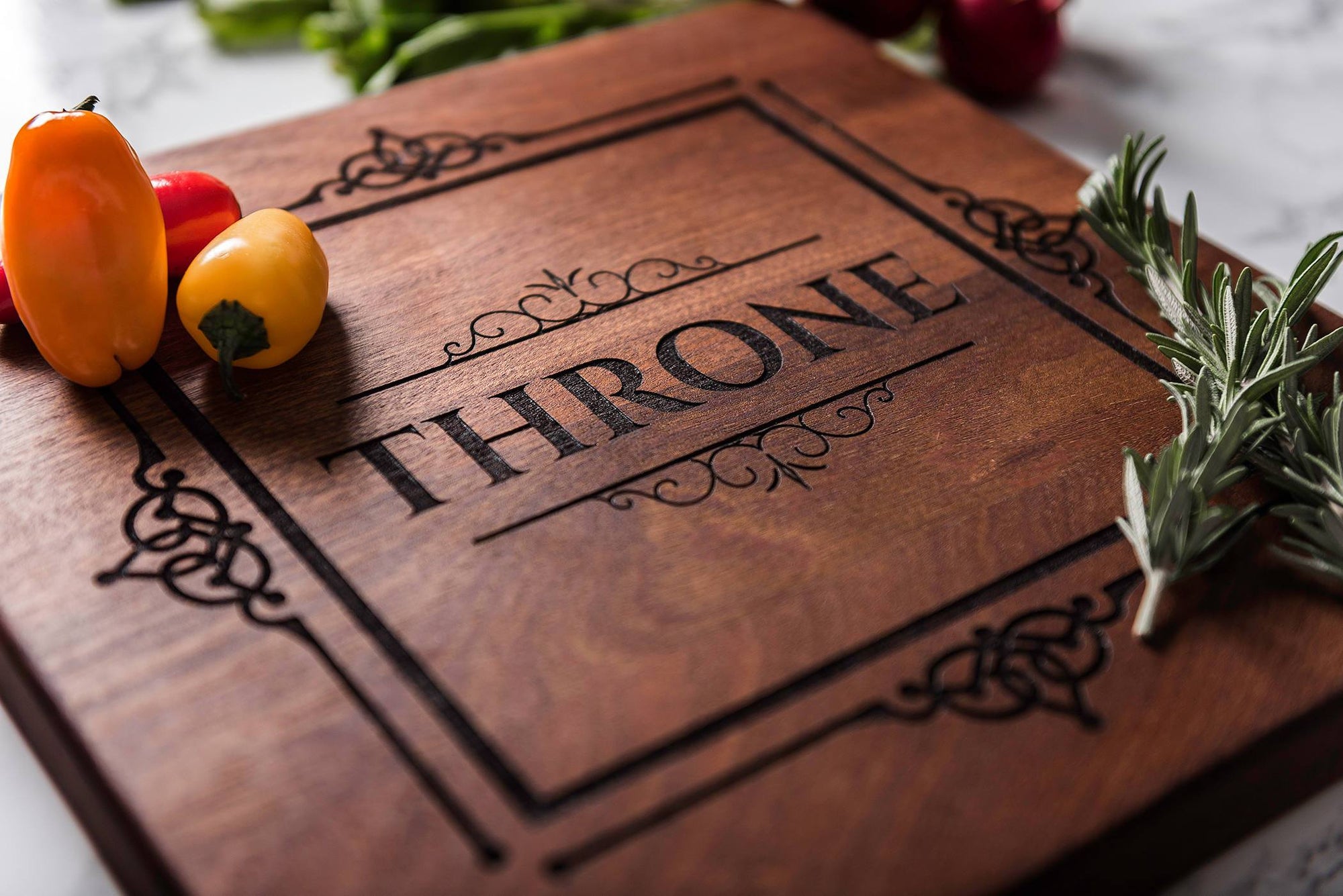 Personalized Cutting Board with Framed Family Name, Sapele Cutting Board by Well Written Gifts