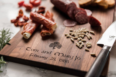 Shamrock Charcuterie Board, Engraved Wood, Irish Gift for Couple by Well Written Gifts