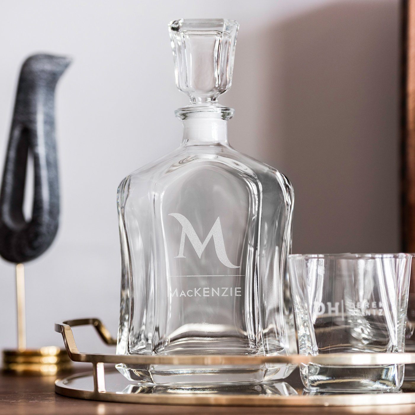 Monogrammed Whiskey Decanter, Personalized Wedding Gift, Boyfriend Gift, Husband Gift, Bar Cart, Gift for Him, Groomsmen Gifts Best Man Gift