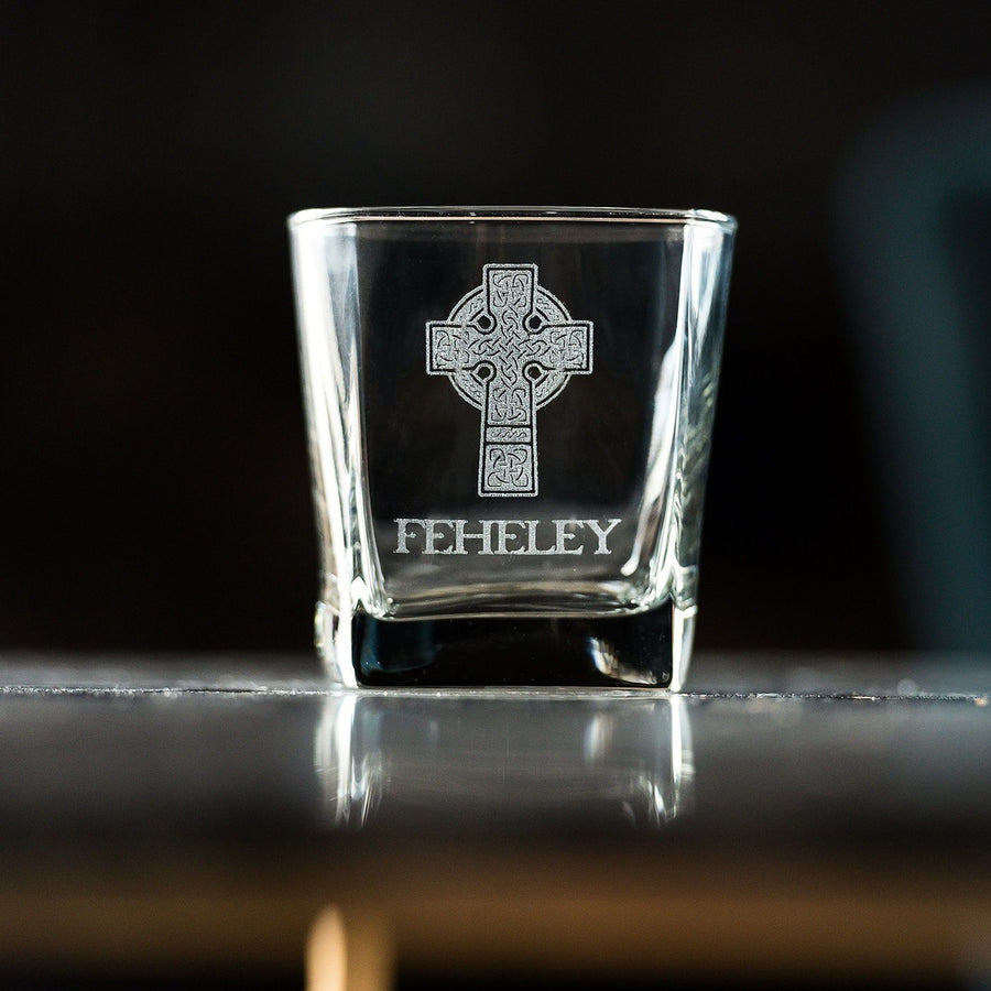 Personalized 12 oz. Celtic Cross Whiskey Glasses, Engraved Whiskey Glass Set, Custom Irish Wedding Gift, Groomsmen Gifts, Housewarming Gift