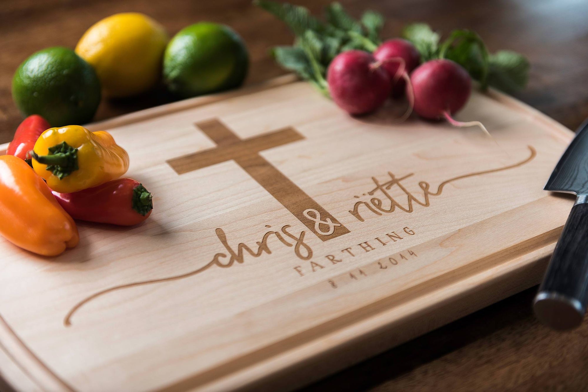 Engagement Gift for Couple, Personalized Cutting Board by Well Written Gifts