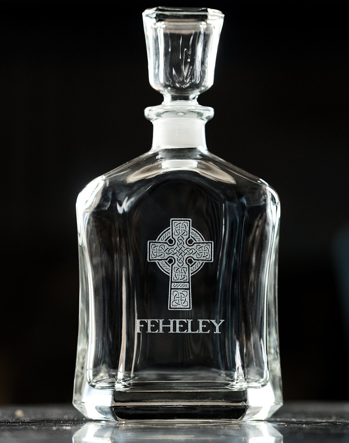 Personalized Celtic Cross Whiskey Decanter | Irish Wedding Gift