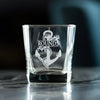 Personalized 12 oz. Anchor Whiskey Glasses, Engraved Anchor Whiskey Glass Set, Custom Wedding Gift, Groomsmen Gifts, Naval Gift, Sailor Gift