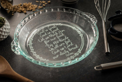Custom Pie Plate - Engraved Grace Prayer Pie Dish, Pyrex Deep Dish Glass Pie Plate