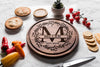 Engraved Round Wood Cutting Board with Monogram and Olive Leaf Wreath