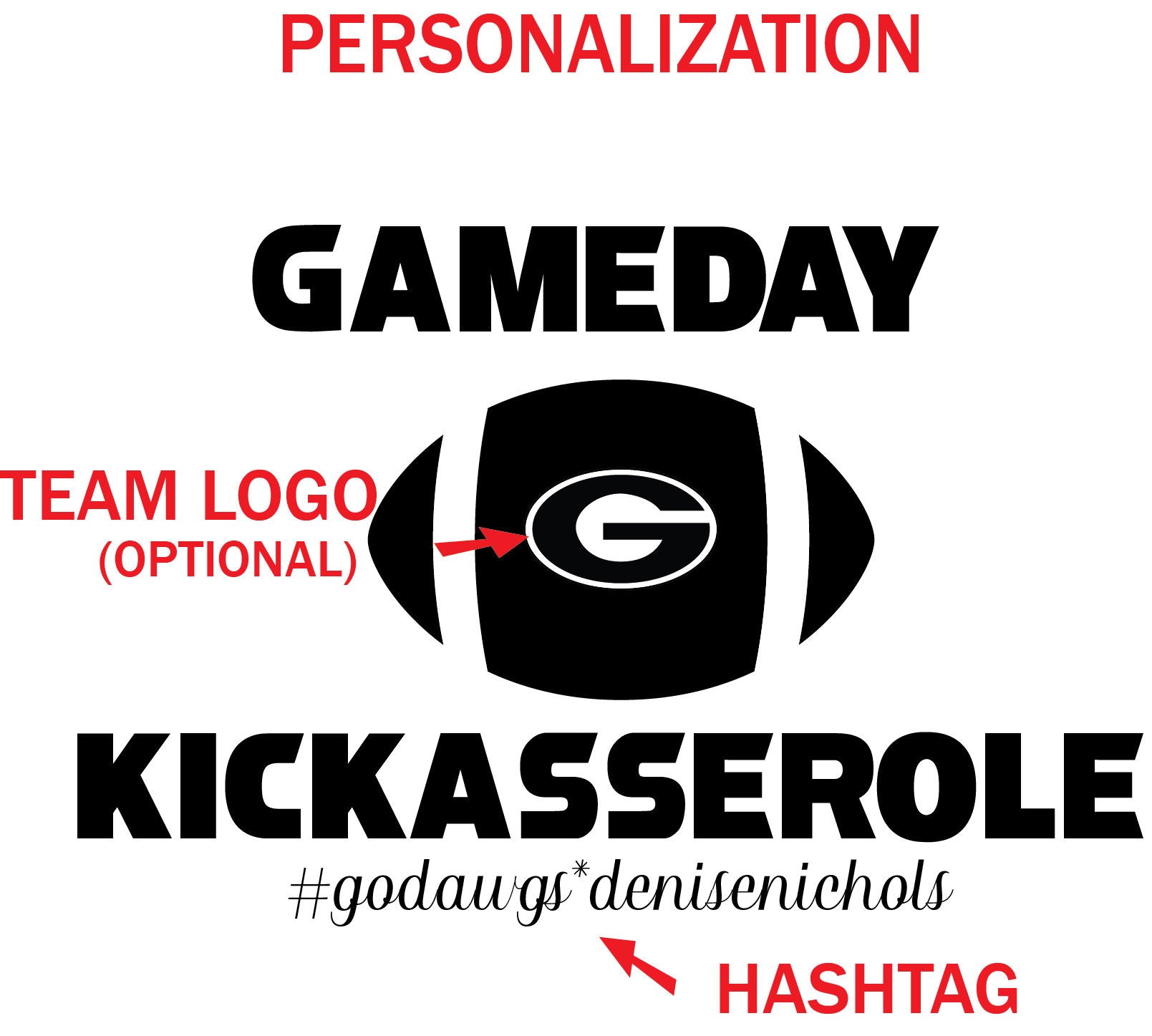 Personalized Hashtag Casserole Dish with Lid, College Graduation Gift, Engraved Baking Dish, Football Fan Entertaining Gift for Her