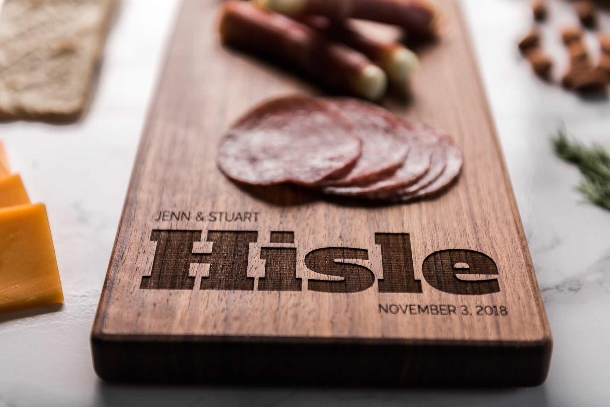 Personalized Cheese Board with Block Font Names - HSLS