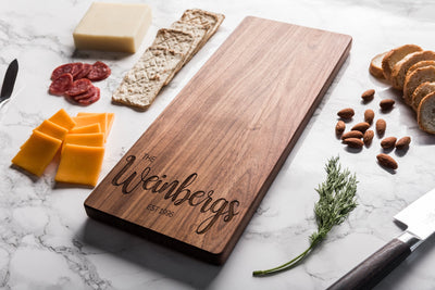 Personalized Cheese Board with Last Name in Bouncy Font - WBCB