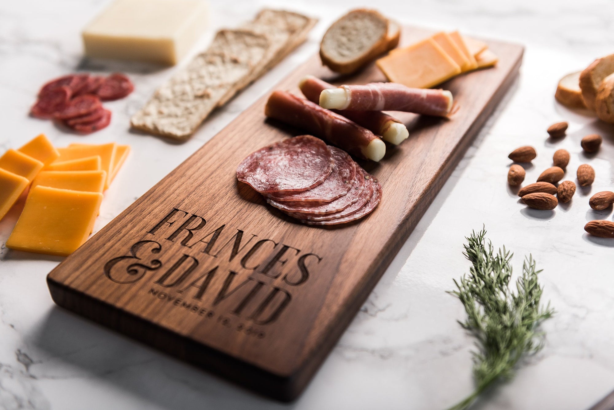 Personalized Wood Cheese Board with Stacked Names - F&D