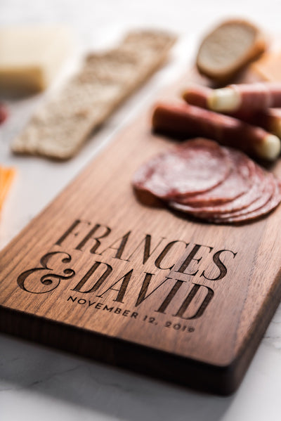 Personalized Wood Cheese Board with Stacked Names - F&D